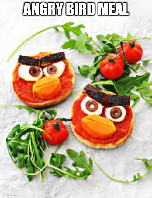 fine dining | ANGRY BIRD MEAL | image tagged in food,angry birds,angry bird,memes | made w/ Imgflip meme maker