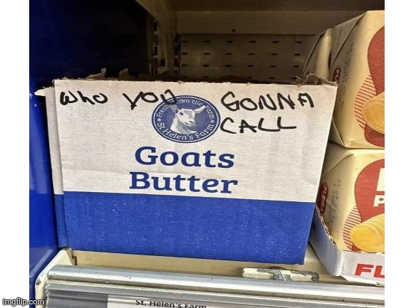 If there's something strange, in your neighborhood... | image tagged in ghostbusters,goats,cheese,pictures,funny picture,butter | made w/ Imgflip meme maker