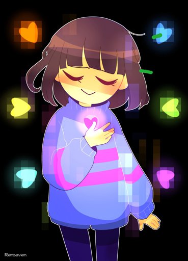 High Quality frisk with rainbow souls Blank Meme Template
