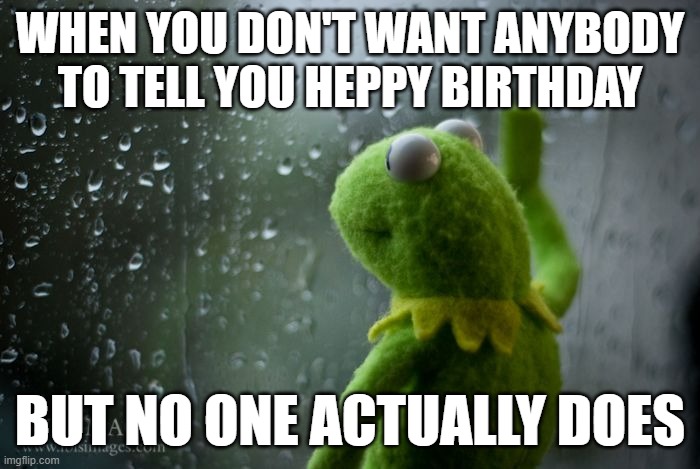 oof size -xxxxlarge- | WHEN YOU DON'T WANT ANYBODY TO TELL YOU HEPPY BIRTHDAY; BUT NO ONE ACTUALLY DOES | image tagged in kermit window | made w/ Imgflip meme maker