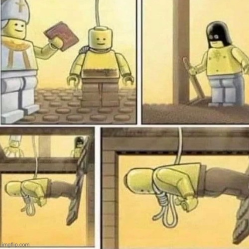 Funny yellow man | image tagged in lego,execution | made w/ Imgflip meme maker