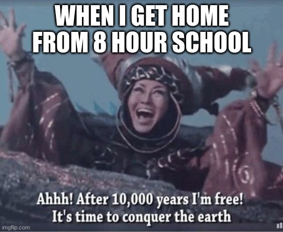 Literally the second I get home I spend the next 5 hours on Imgflip | WHEN I GET HOME FROM 8 HOUR SCHOOL | image tagged in after 10000 years i'm free | made w/ Imgflip meme maker