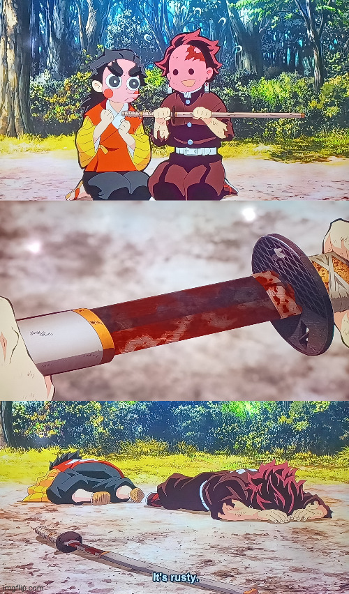 Demon Slayer - Rusty Sword Reveal Blank Meme Template