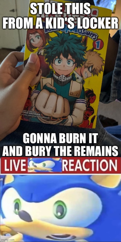 Someone is NOT a fan. | image tagged in live sonic reaction,my hero academia | made w/ Imgflip meme maker