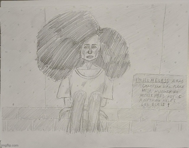 Homeless Girl | image tagged in homeless,drawing,drawings,art,winter,snow | made w/ Imgflip meme maker