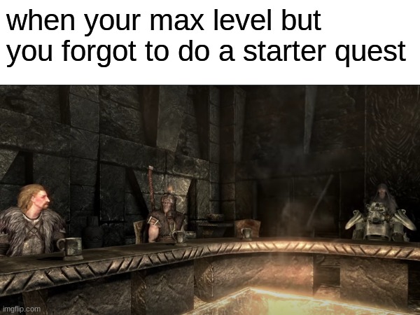 yes | when your max level but you forgot to do a starter quest | image tagged in fallout,fallout 3,elder scrolls,skyrim | made w/ Imgflip meme maker