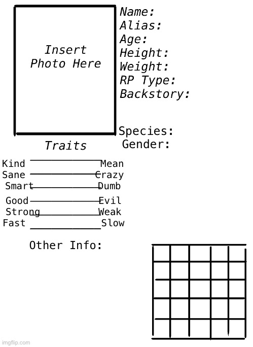 Nugget’s OC List Blank Meme Template