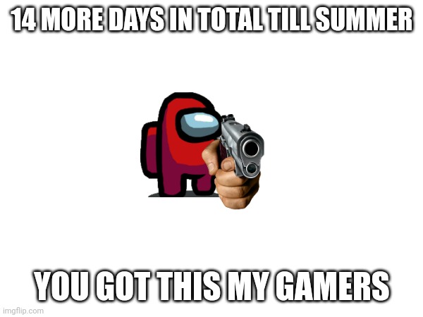 My gamers you got dis | 14 MORE DAYS IN TOTAL TILL SUMMER; YOU GOT THIS MY GAMERS | image tagged in summer vacation,among us | made w/ Imgflip meme maker