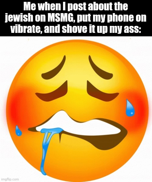 Moan emoji | Me when I post about the jewish on MSMG, put my phone on vibrate, and shove it up my ass: | image tagged in moan emoji | made w/ Imgflip meme maker