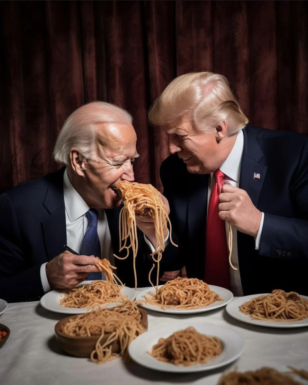 Best friends eat spaghetti Blank Meme Template