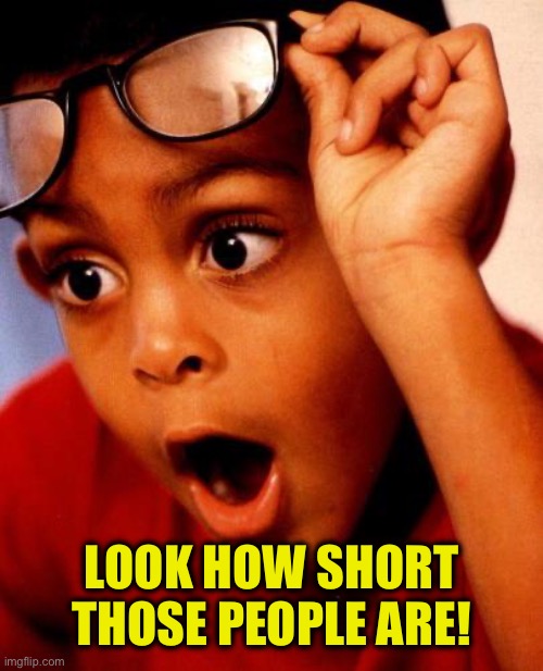 Wow | LOOK HOW SHORT THOSE PEOPLE ARE! | image tagged in wow | made w/ Imgflip meme maker