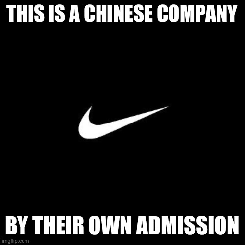 nike | THIS IS A CHINESE COMPANY BY THEIR OWN ADMISSION | image tagged in nike | made w/ Imgflip meme maker
