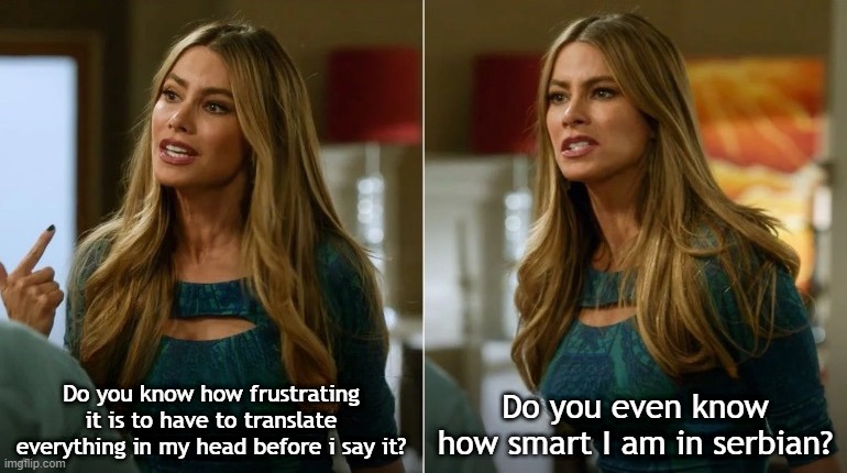 Serbglish | Do you know how frustrating it is to have to translate everything in my head before i say it? Do you even know how smart I am in serbian? | image tagged in language | made w/ Imgflip meme maker