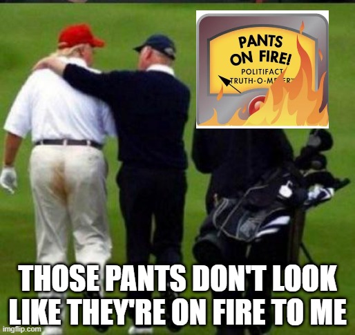 Post Town Hall Donnie | THOSE PANTS DON'T LOOK LIKE THEY'RE ON FIRE TO ME | image tagged in politics,trump | made w/ Imgflip meme maker