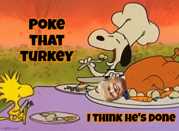 That Turkey Went Bad DECADES Ago | Poke that turkey; I think he's done | image tagged in charlie brown thanksgiving,scumbag trump,trump stinks,trump is rotten,scumbag republicans,memes | made w/ Imgflip meme maker