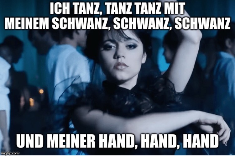 Wednesday Dance German | image tagged in funny,lol,german,wednesday,netflix,trending | made w/ Imgflip meme maker