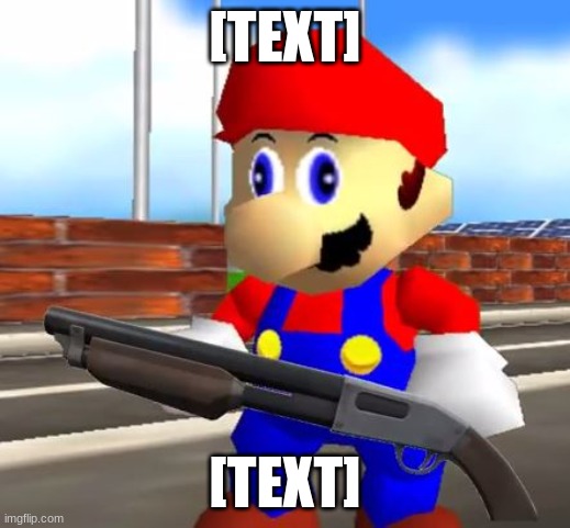 i ran out of ideas | [TEXT]; [TEXT] | image tagged in smg4 shotgun mario | made w/ Imgflip meme maker