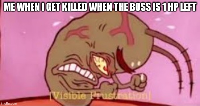 Visible Frustration | ME WHEN I GET KILLED WHEN THE BOSS IS 1 HP LEFT | image tagged in visible frustration | made w/ Imgflip meme maker