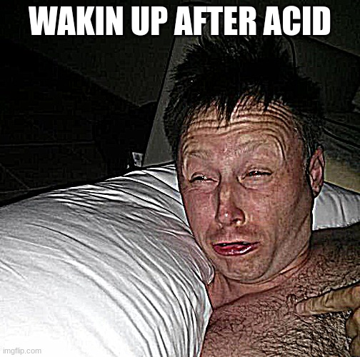 BRUH what year is it?!?!? | WAKIN UP AFTER ACID | image tagged in limmy waking up | made w/ Imgflip meme maker