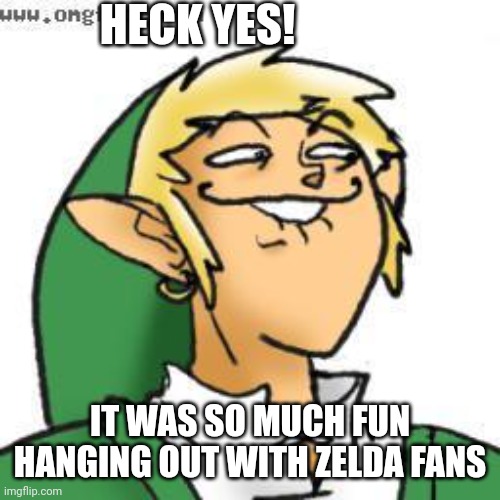 lol of zelda | HECK YES! IT WAS SO MUCH FUN HANGING OUT WITH ZELDA FANS | image tagged in lol of zelda | made w/ Imgflip meme maker