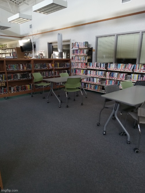 The second library I've seen so far. I don't know where I am, but at least I won't get bored. | made w/ Imgflip meme maker