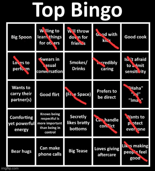 no bingo | image tagged in top bingo | made w/ Imgflip meme maker