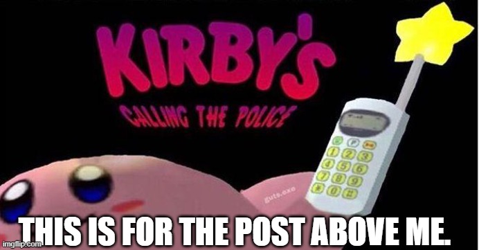 That's the sound of the police. | THIS IS FOR THE POST ABOVE ME. | image tagged in kirby's calling the police | made w/ Imgflip meme maker