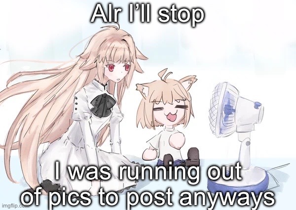 Neco arc | Alr I’ll stop; I was running out of pics to post anyways | image tagged in neco arc | made w/ Imgflip meme maker