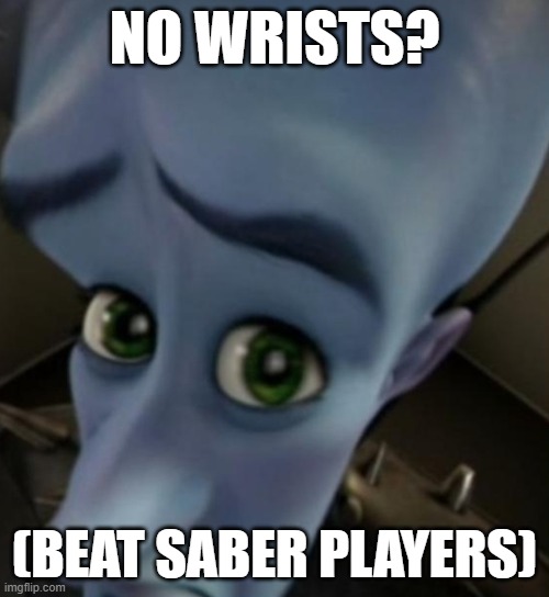 Beat Saber Players: | NO WRISTS? (BEAT SABER PLAYERS) | image tagged in megamind no bitches,beat saber | made w/ Imgflip meme maker