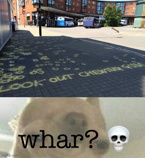 "Look out chewing gum" | image tagged in whar,you had one job,chewing gum,outside,memes,ground | made w/ Imgflip meme maker