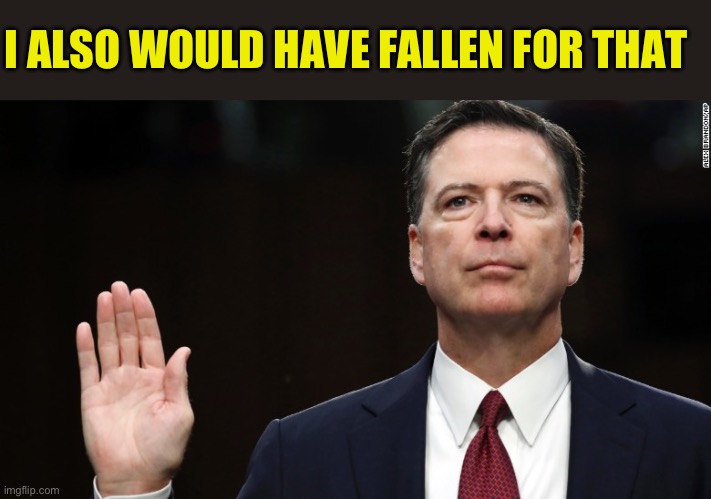 Comey under oath | I ALSO WOULD HAVE FALLEN FOR THAT | image tagged in comey under oath | made w/ Imgflip meme maker