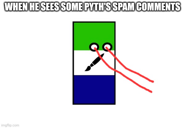 Reichtangle creativekid | WHEN HE SEES SOME PYTH'S SPAM COMMENTS | image tagged in reichtangle creativekid | made w/ Imgflip meme maker