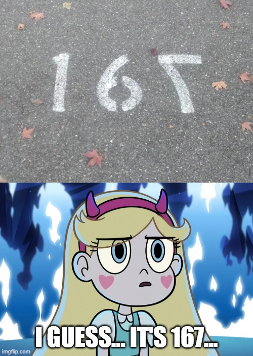 I GUESS... IT'S 167... | image tagged in star butterfly looking serious,you had one job,star vs the forces of evil,memes | made w/ Imgflip meme maker