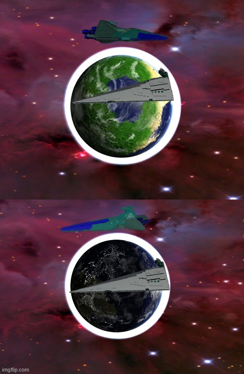 Earth (1nk) is now being defended by Emperry class 1s and one Venator splat 1 | made w/ Imgflip meme maker