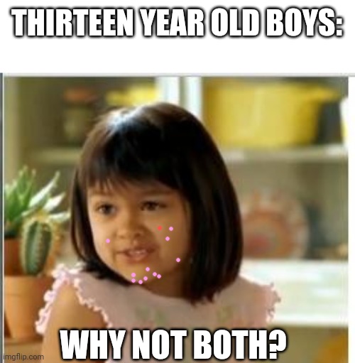Why not both | THIRTEEN YEAR OLD BOYS: WHY NOT BOTH? | image tagged in why not both | made w/ Imgflip meme maker