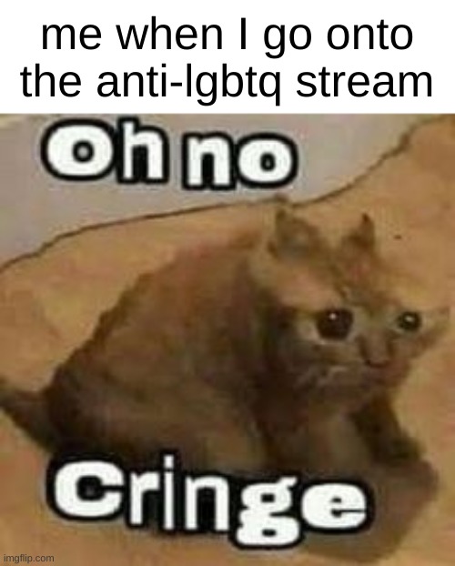 oH nO cRInGe | me when I go onto the anti-lgbtq stream | image tagged in oh no cringe | made w/ Imgflip meme maker
