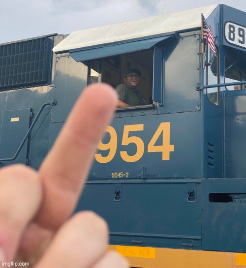 I found this temp | image tagged in guy flipping off a train | made w/ Imgflip meme maker