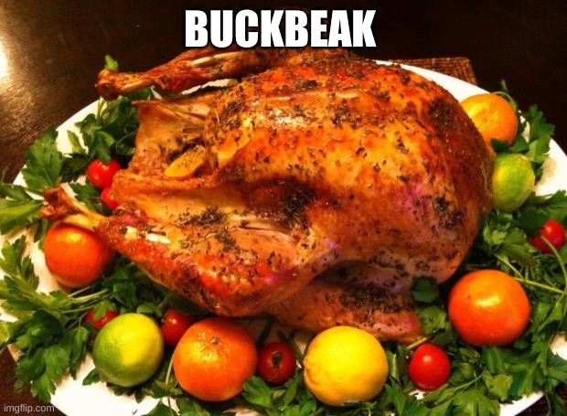 Roasted turkey | BUCKBEAK | image tagged in roasted turkey | made w/ Imgflip meme maker