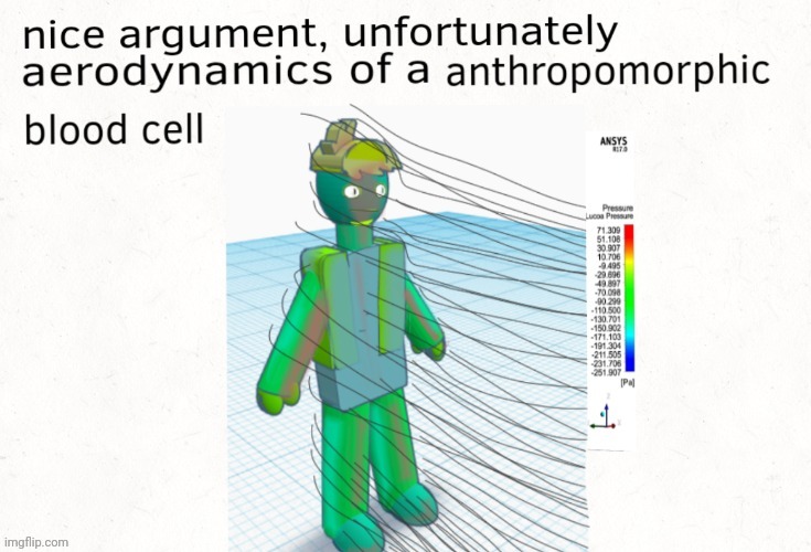 aerodynamics of a anthropomorphic blood cell | image tagged in aerodynamics of a anthropomorphic blood cell | made w/ Imgflip meme maker