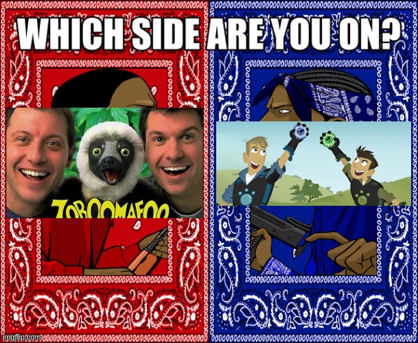 Wild Kratts or Zoboomafoo | image tagged in which side are you on | made w/ Imgflip meme maker