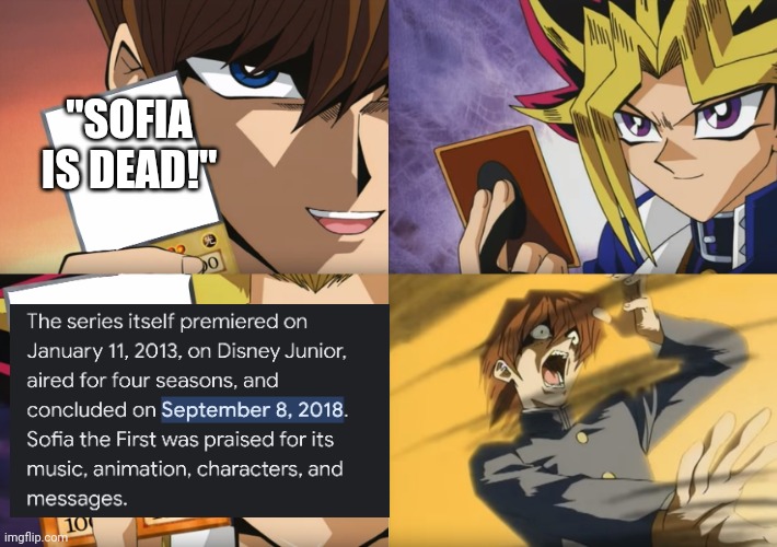 Sofia Ended. | "SOFIA IS DEAD!" | image tagged in yu-gi-oh exodia | made w/ Imgflip meme maker