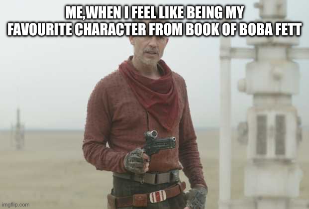 cobb vanth | ME,WHEN I FEEL LIKE BEING MY FAVOURITE CHARACTER FROM BOOK OF BOBA FETT | image tagged in cobb vanth | made w/ Imgflip meme maker