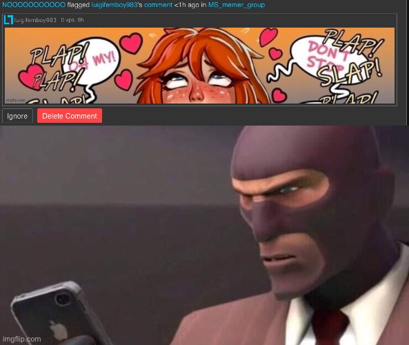 image tagged in tf2 spy looking at phone | made w/ Imgflip meme maker