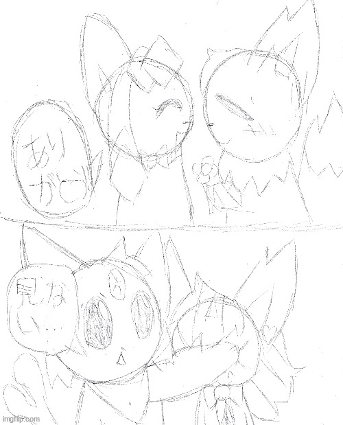 (translation) sylc: thanks! alex: no look >:( | made w/ Imgflip meme maker