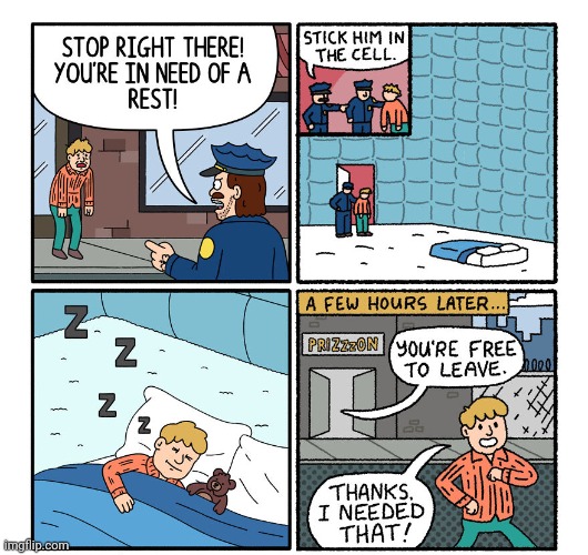 A rest in the cell | image tagged in jail,cell,rest,sleep,comics,comics/cartoons | made w/ Imgflip meme maker