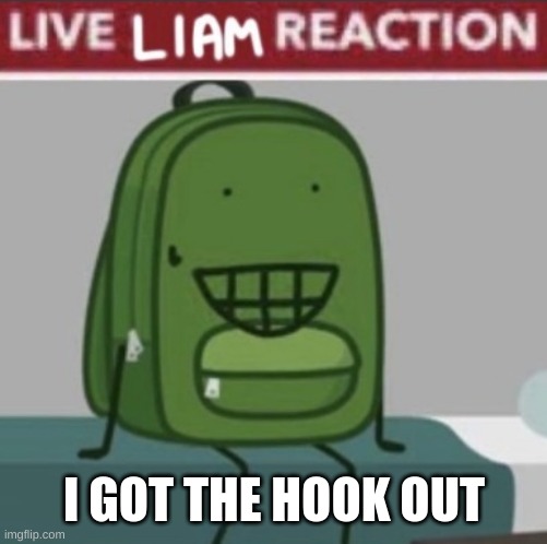 HOORAY | I GOT THE HOOK OUT | image tagged in live liam reaction | made w/ Imgflip meme maker