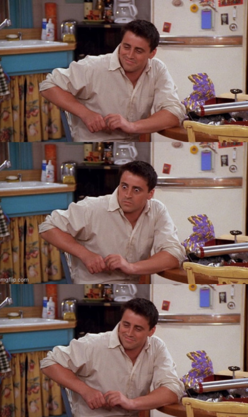 Joey surprised 3 panel Blank Meme Template