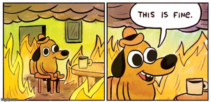 Dogs Don’t Care! | image tagged in memes,this is fine,dogs,fire,comics/cartoons,lol | made w/ Imgflip meme maker