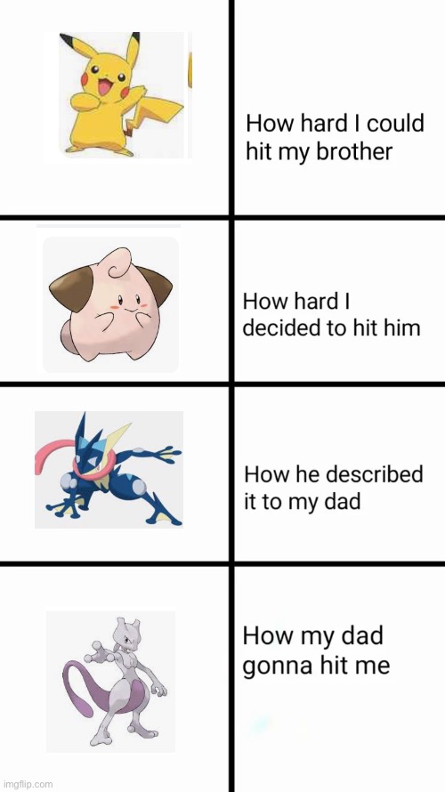 My sister got me in trouble, so I decided to make this | image tagged in how hard i could hit my brother,pokemon | made w/ Imgflip meme maker