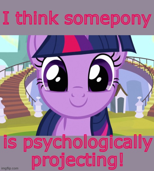 Cute Twilight Sparkle (MLP) | I think somepony is psychologically projecting! | image tagged in cute twilight sparkle mlp | made w/ Imgflip meme maker